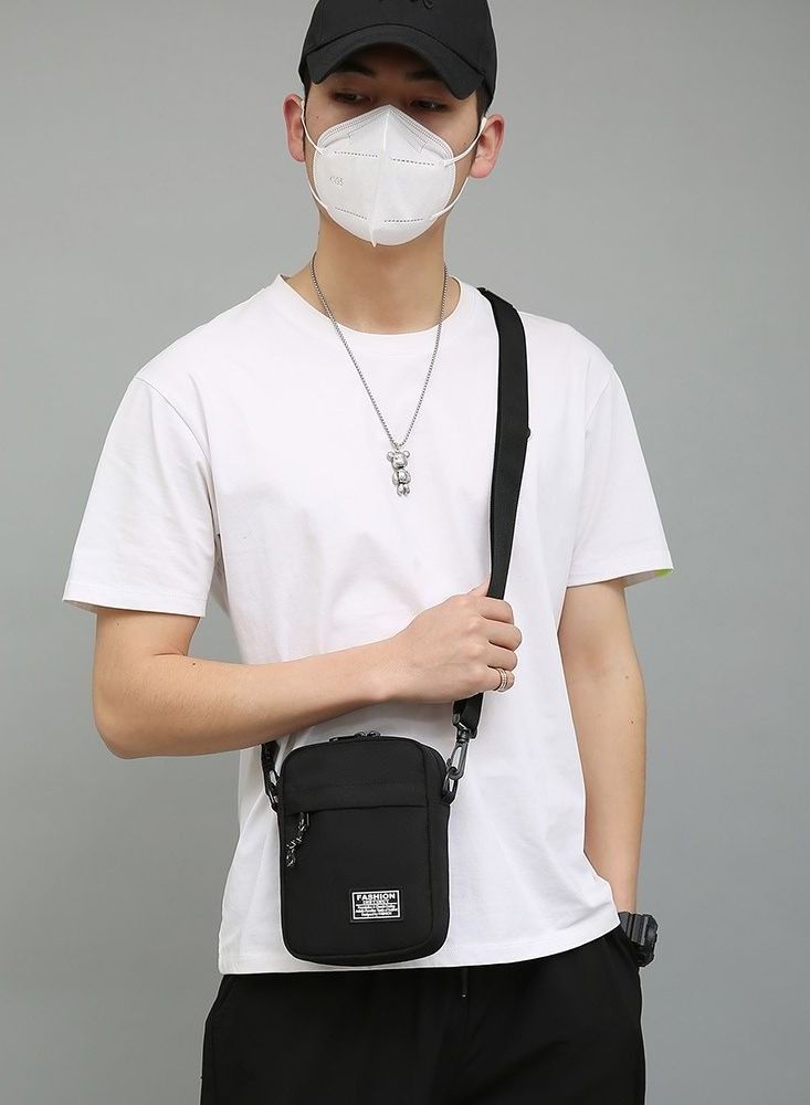 DUNISO Mens Crossbody Bag Shoulder Bag with Adjustable Strap and Top Handle Multi-layer Functional New Trends Fashion Handbag Black - Image 3