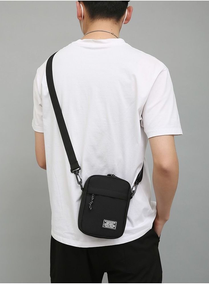 DUNISO Mens Crossbody Bag Shoulder Bag with Adjustable Strap and Top Handle Multi-layer Functional New Trends Fashion Handbag Black - Image 4