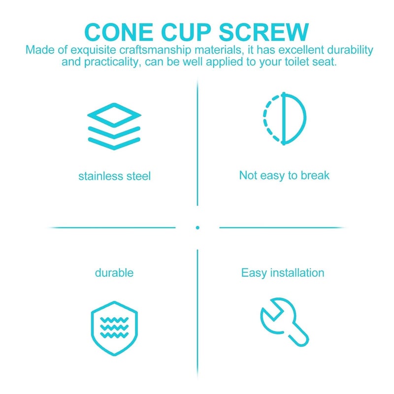 طقم مسامير تثبيت مقعد المرحاض من النايلون مسامير فولاذية مقاومة للصدأ بديل الحمام - Image 3