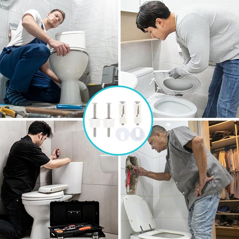 طقم مسامير تثبيت مقعد المرحاض من النايلون مسامير فولاذية مقاومة للصدأ بديل الحمام - Image 4