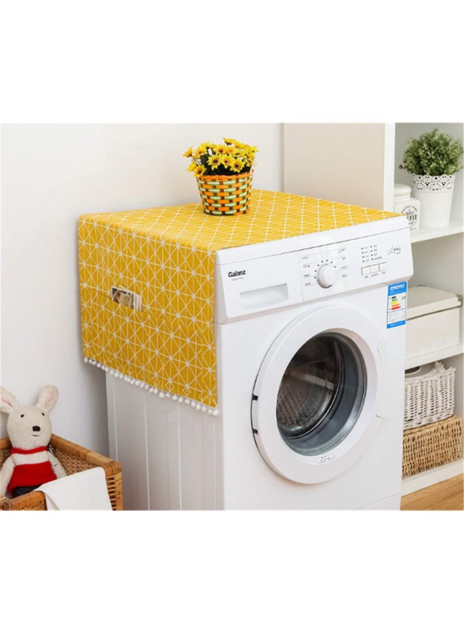 O Ozone Fridge Dust-Proof Cotton Cover Multi-Purpose Washing Machine Top Cover with Storage Pockets for Pods Home and Kitchen (Yellow Pattern) - Image 1