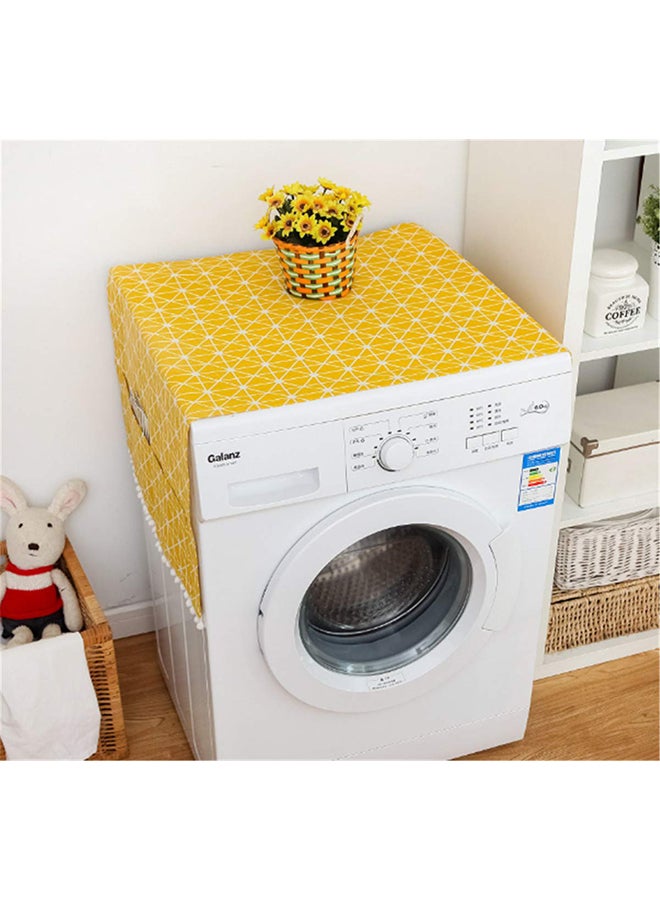 O Ozone Fridge Dust-Proof Cotton Cover Multi-Purpose Washing Machine Top Cover with Storage Pockets for Pods Home and Kitchen (Yellow Pattern) - Image 2
