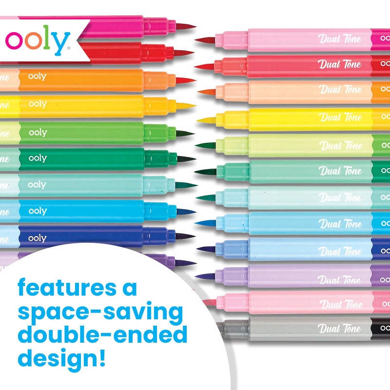 Ooly أقلام الخط العربي المزدوجة من أولي، 12 قلم فرشاة، 24 لون، أقلام للكتابة والخط اليدوي، أقلام خط مزدوجة، حبر خالي من الأحماض - Image 3