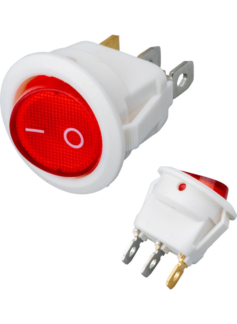 AYT - IC-131B Round Illuminated Switch On Off 3 Pin White Case On Off Button 20 mm - Image 1
