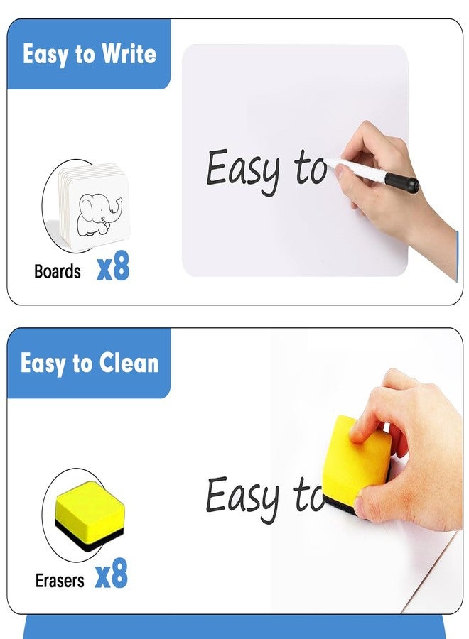 HERKKA Dry Erase Lapboards, Double Sided Dry Erase Lap Boards, 9 x 12.5 Inch, with Erasers, for Classroom Supplies (8) - Image 3
