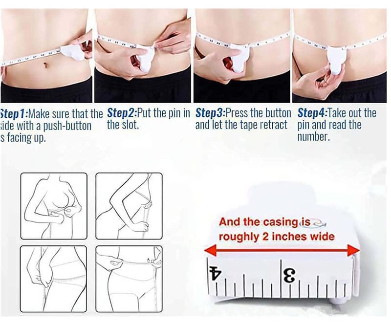 OZAOZ Automatic Telescopic Tape Measure Self Tightening Body Measuring Ruler Fitness Caliper for Body Measurement Retractable Double Scales Rulers Perfect Waist Tape Measure 60 inch White black - Image 5