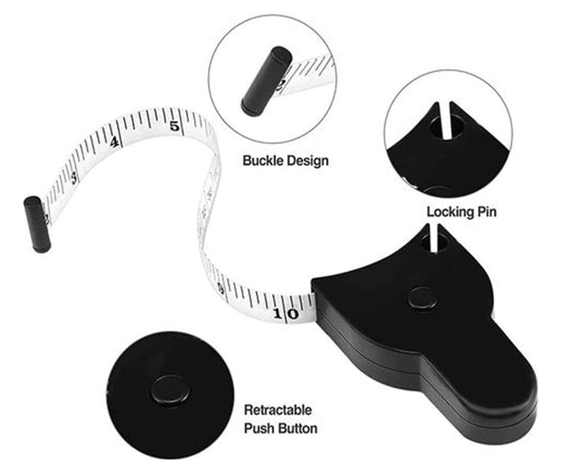 OZAOZ Automatic Telescopic Tape Measure Self Tightening Body Measuring Ruler Fitness Caliper for Body Measurement Retractable Double Scales Rulers Perfect Waist Tape Measure 60 inch White black - Image 2