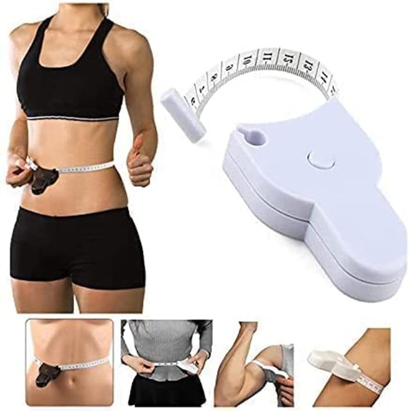 OZAOZ Automatic Telescopic Tape Measure Self Tightening Body Measuring Ruler Fitness Caliper for Body Measurement Retractable Double Scales Rulers Perfect Waist Tape Measure 60 inch White black - Image 1