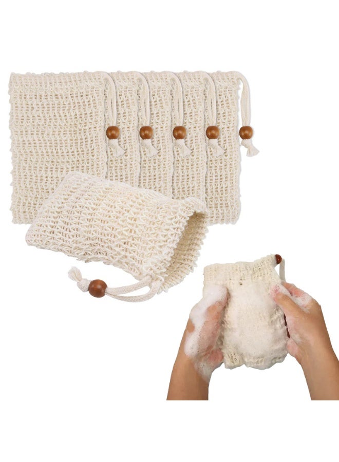 حقيبة رغوة الصابون، شبكة تخزين غسول الوجه/منظفات الوجه القابلة لإعادة الاستخدام، شبكة رغوة منزلية لاستخدام الصابون بكفاءة وسهولة التنظيف، 6 قطع - Image 1