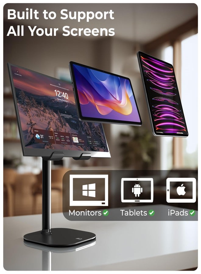 Cooper TabHolder, 7-10" Height Adjustable Tablet Stand, Premium iPad Stand for Desk, 270° Tilt Portable Monitor Holder for 15.6-17" Displays, for All iPad, Kindle, Surface, Samsung Tablets (Black) - Image 5