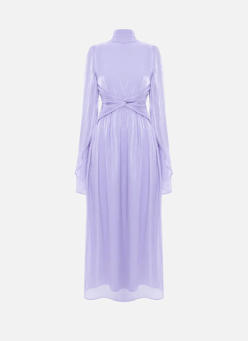 Lichi  Metallic fabric maxi dress with light sleeves for Women | Best Price UAE