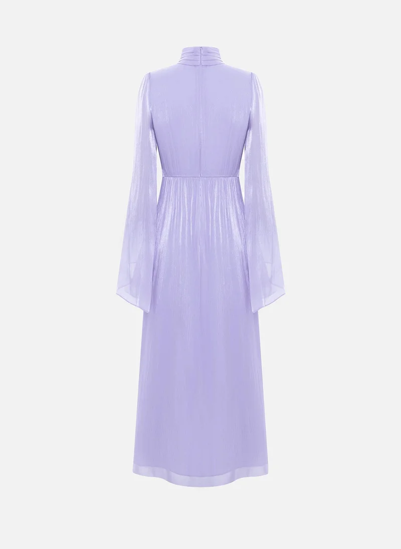 Lichi  Metallic fabric maxi dress with light sleeves for Women | Best Price UAE