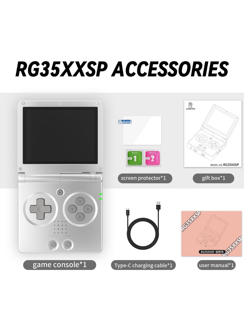 ANBERNIC  - RG35XXSP Handheld Flip Retro Portable Game Console 3.5-inch Hall Magnetic Switch 3300maH Battery WIFI Bluetooth (Silver 64+128G, 10000+ Games) - Image 1
