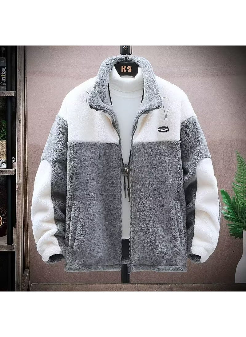 Generic - Winter Thick Fleece Jacket Mens Warm Cotton Coat Gray - Image 1
