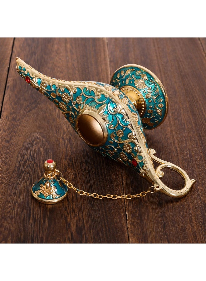 Gusnilo Vintage Aladdin Magic Lamp Genie Collector's Edition /Wedding Table Decoration,Collectable Rare Classic Arabian Props Aladdin Pot & Delicate Gift for Party/Birthday(Peacock Blue) - Image 4