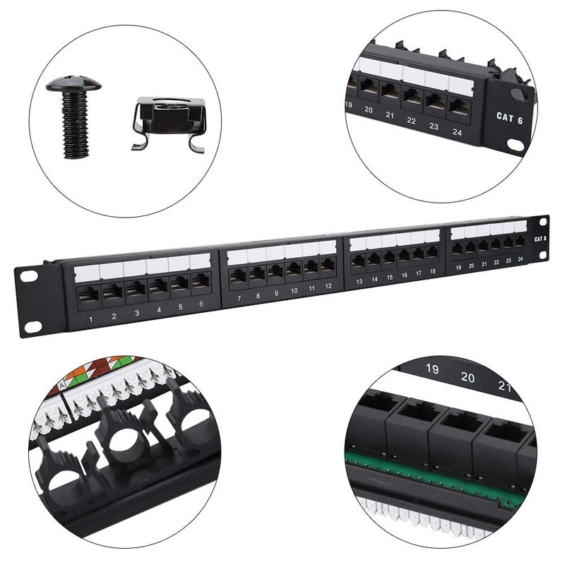 Agatige 24 Port Cat6 Ethernet Patch Panel 3U Rackmount Wallmount Punch Down Block - Image 5