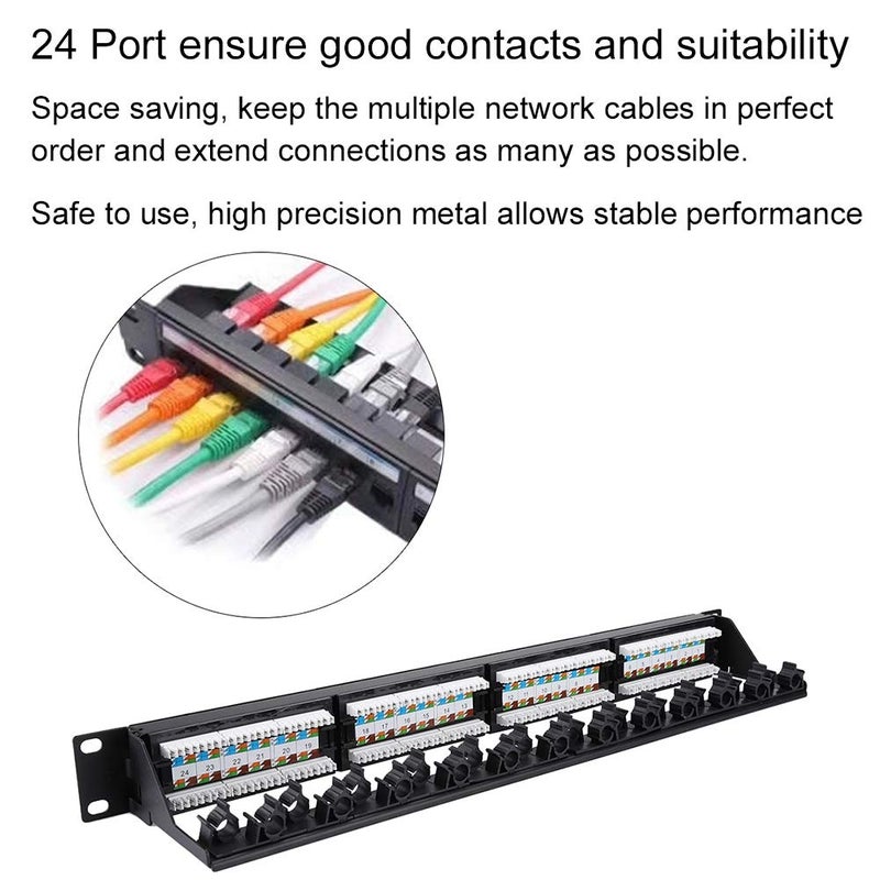Agatige 24 Port Cat6 Ethernet Patch Panel 3U Rackmount Wallmount Punch Down Block - Image 3