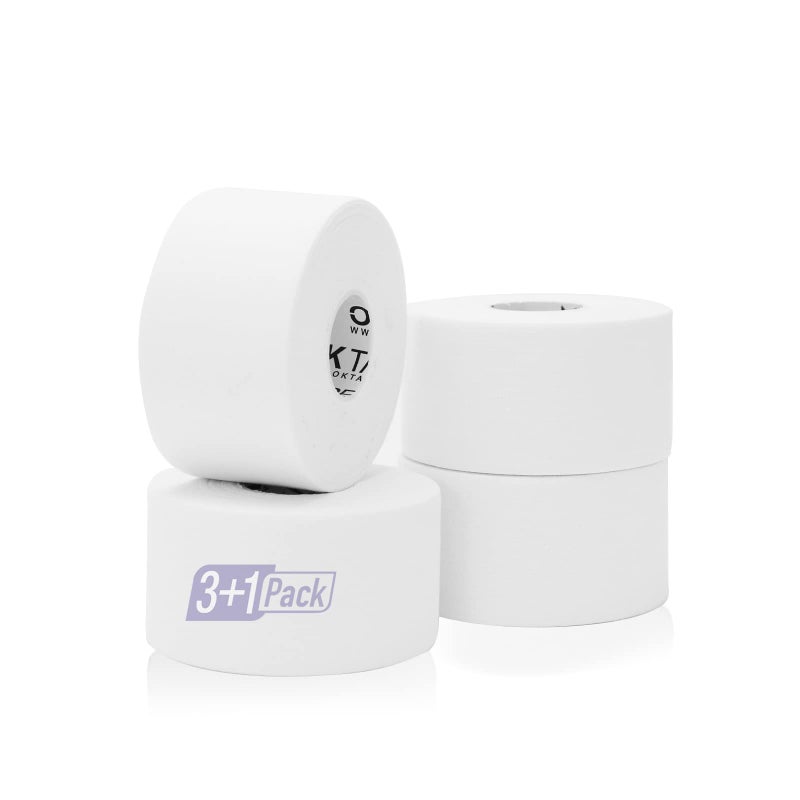 OK TAPE Athletic Sports Tape4 Packs 45ft Per Roll Very Strong Tape for Athlete Sport Trainers First Aid Injury Wrap Perfect for Fingers Ankles Wrist on Bat Hockey Stick White