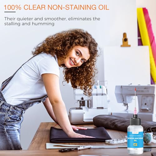 OAIEGSD زيت ماكينة الخياطة الخفيف 1 أونصة وزيت تشحيم مع طرف إبرة وفرشاة مزدوجة الطرف، زيت ماكينة خياطة معدني تجاري وصناعي لتشحيم الأجزاء المتحركة من آلات النسيج، من OAIEGSD - Image 2