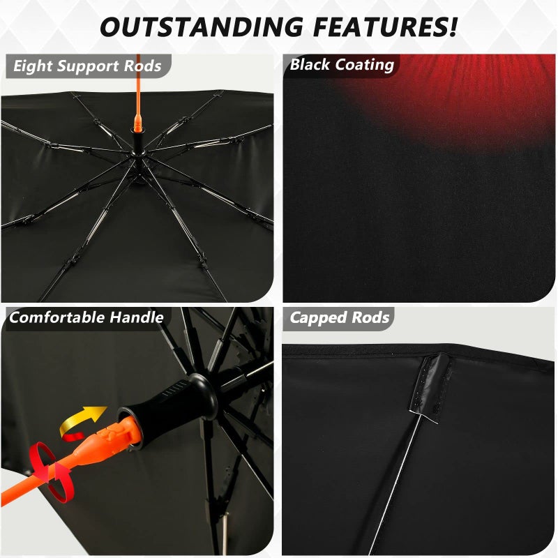 Dussdil Evil Eyes Car Windshield Sunshades Umbrella Red Eyes Window Sun Shade Visor Reflective Blocks UV Rays Protector Keep Cool Cover Foldable for Truck SUV Jeep - Image 4