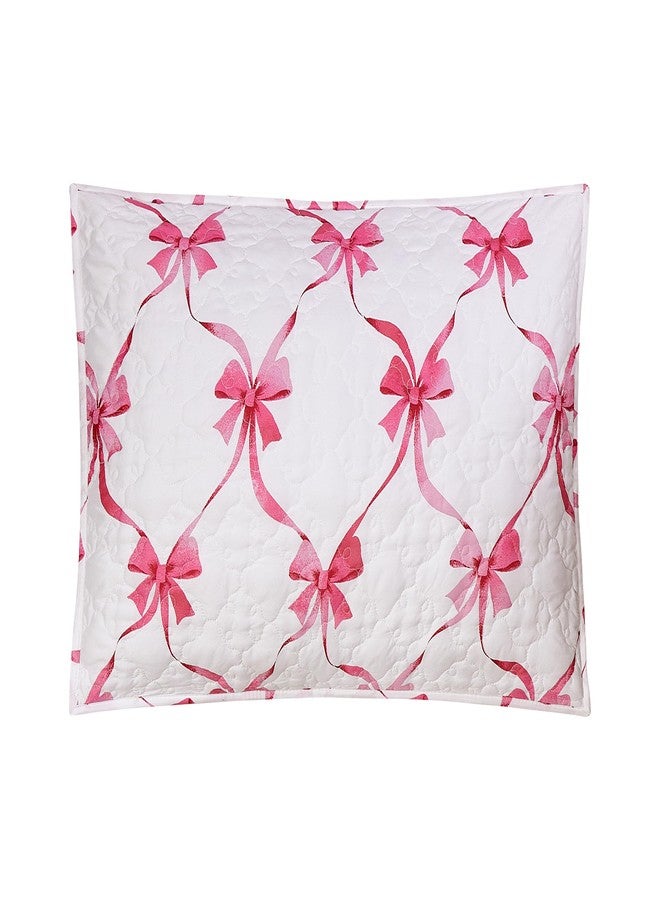 MODERN HEIRLOOM Pink and White Abigail Bow Reversible Quilt and Pillow Sham Set, Ultra Soft All Seasons Lightweight 2-Piece Quilt/Coverlet Set for Kids and Teens - Twin Size - Image 3