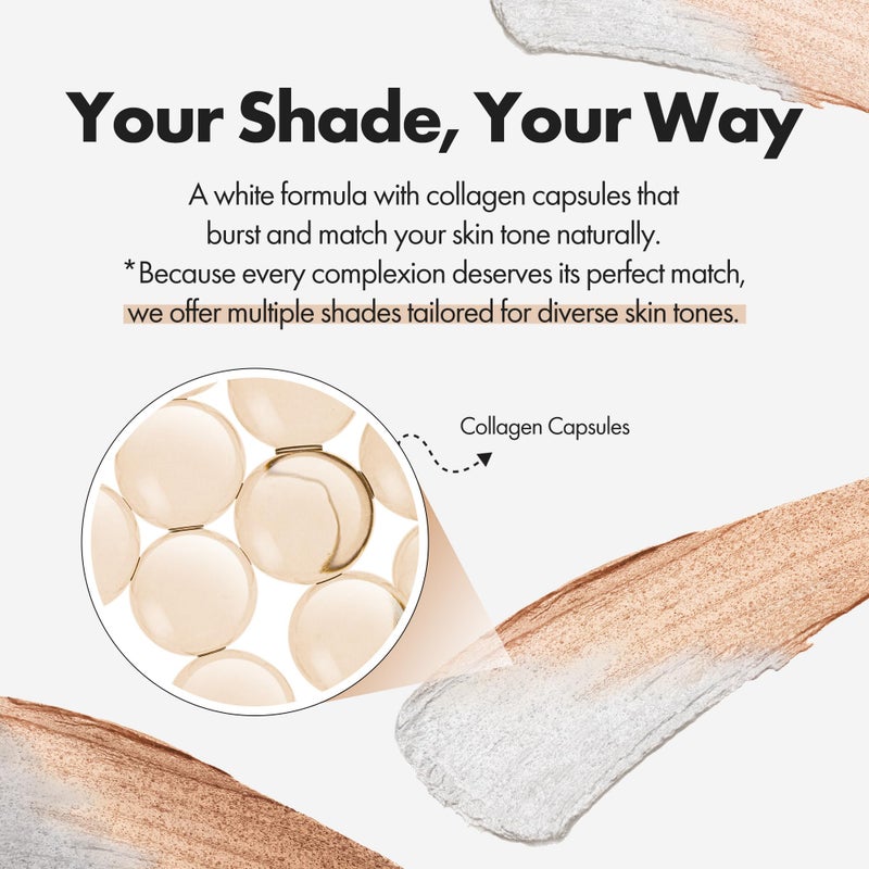 ELROEL Blanc Cover Cream Stick V White - Korean Color-Changing Foundation Stick with Volufiline - Medium to Full Coverage Dewy Finish Base Makeup - Dual-Ended with Detachable Brush (200 Fair) - Image 3