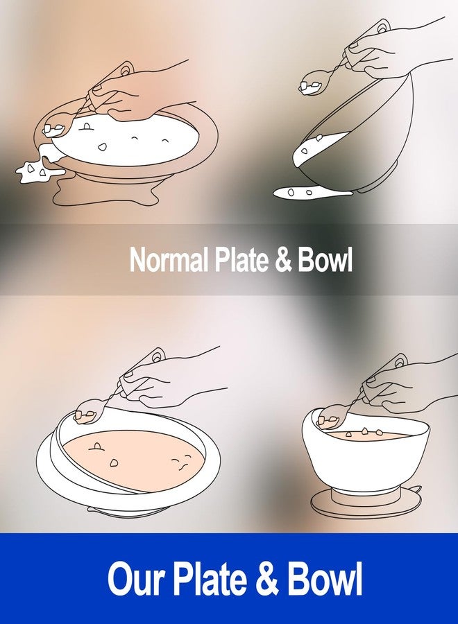 Maxcheck 2 Sets Adaptive Utensils Bowl and Plate Set Adaptive Self Feeding Dinnerware with Suction Base Non Slip Bendable Cutlery for Elderly Disabled Hand Tremors Arthritis Parkinson(White) - Image 4
