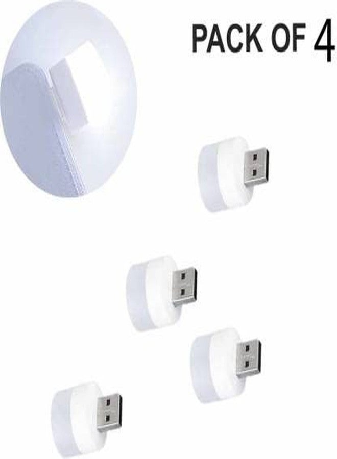 EVALUEMART Plastic Pack of 4 Usb Night Light, Plug In Small Led Nightlight Mini Portable For Pc Car Bulb Indoor Outdoor Camping Reading Sleeping (White) - Image 2
