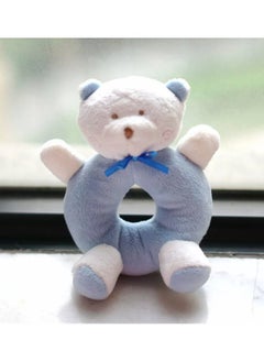 South Korea Sync Bear Rabbit Hand Ring Hand Stick Rattle Combination Plush Baby Hand Rattle Toy Gift-Color:Blue Ring Bear