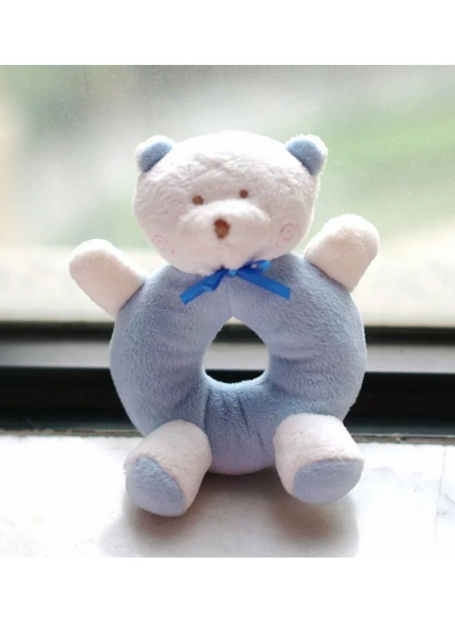 null - South Korea Sync Bear Rabbit Hand Ring Hand Stick Rattle Combination Plush Baby Hand Rattle Toy Gift-Color:Blue Ring Bear - Image 1