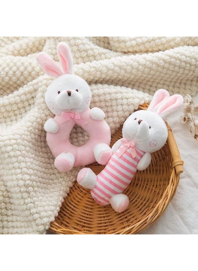 null - South Korea Sync Bear Rabbit Hand Ring Hand Stick Rattle Combination Plush Baby Hand Rattle Toy Gift-Color:Blue Ring Bear - Image 1