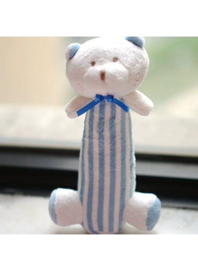 null - South Korea Sync Bear Rabbit Hand Ring Hand Stick Rattle Combination Plush Baby Hand Rattle Toy Gift-Color:Blue Ring Bear - Image 1