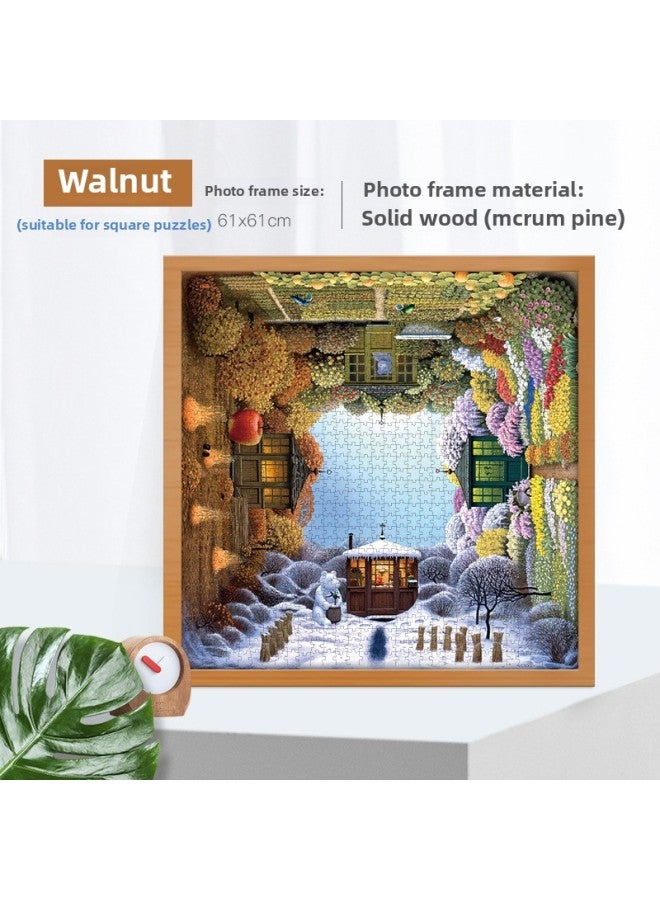 إطار صورة من الخشب الصلب مثبت على الحائط إطار صورة إبداعي معلق 500 قطعة 1000 قطعة من الألغاز إطار صورة خاص خشبي إطار صورة رائع-اللون: مربع 1000 صندوق ألغاز من خشب الجوز - Image 1