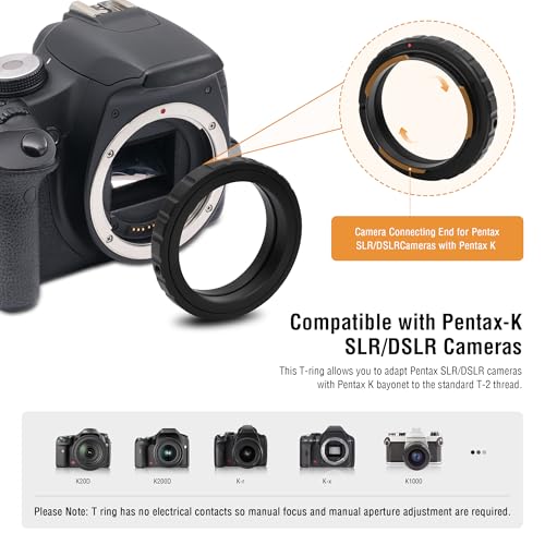 Astromania Telescope Photo Camera Adapter for Astrophotography, T Adapter (T-Mount) and T2 T Ring 1.25 inch Telescope Accessories for 42mm Pentax-K SLR/DSLR Cameras & 1.25 inches Astronomy Telescopes - Image 3