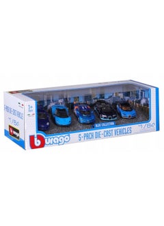 Bburago Bburago Blue Collection Die-Cast Cars (1:64, Blue, 5 Cars) 