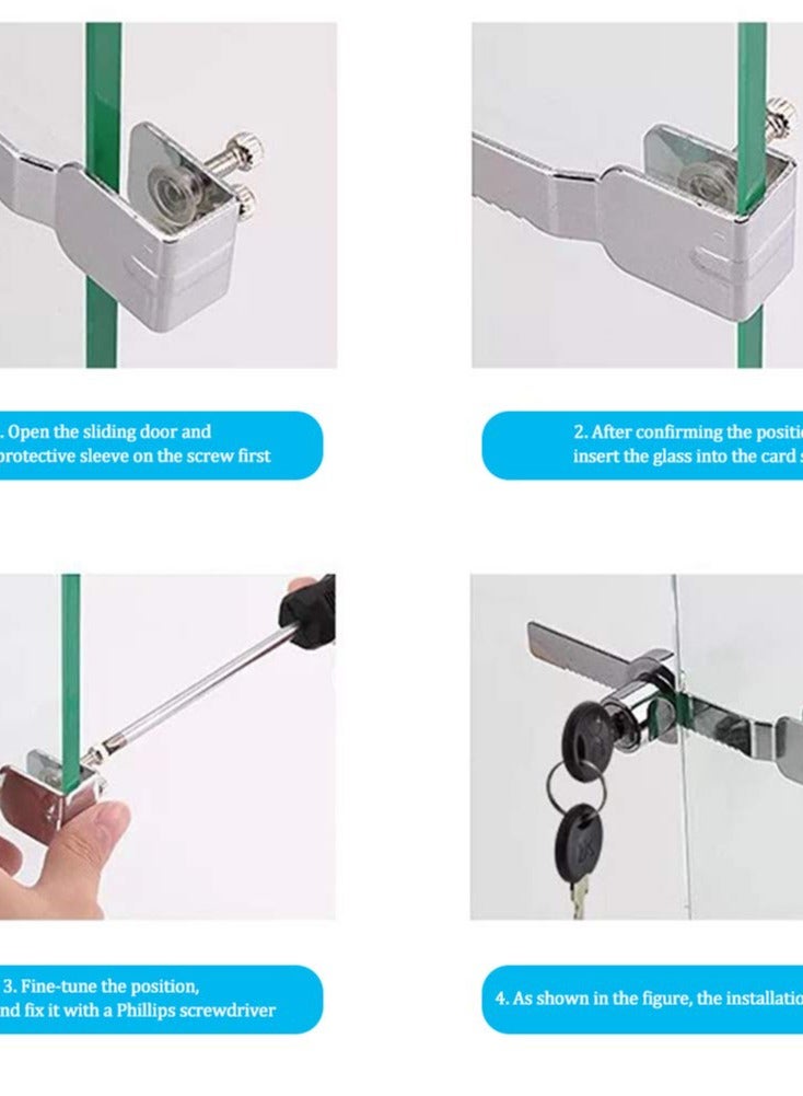 Sliding Glass Door Ratchet Locks, Serrated Glass Cabinet Locks, Window Locks, Sliding Door Frame Locks, Drawer Cabinet Locks, Keyed Alike Showcase Display - 2 Pack for Enhanced Security.  - Image 4
