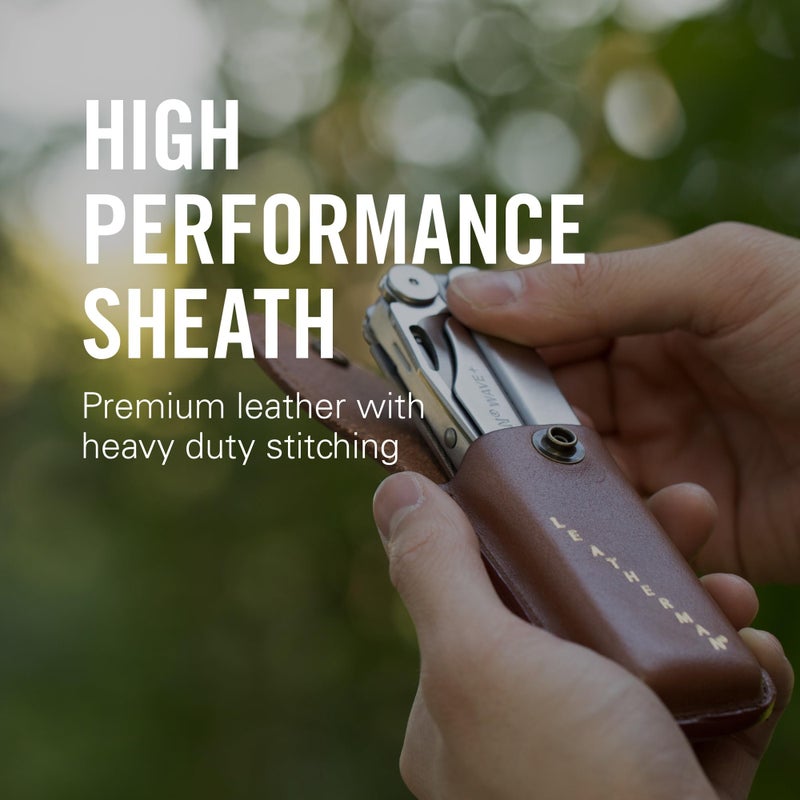 LEATHERMAN ليذرمان، غلاف جلدية تراثية مع زر للعديد من الأدوات، بني، متوسط - Image 2