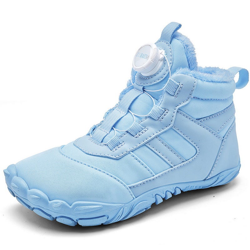 Outdoor Rotating Button Winter Fleece-Lined Waterproof Five-Finger Snow Boots Warm Parent-Child Mid-Help Casual Cotton Shoes - Image 4