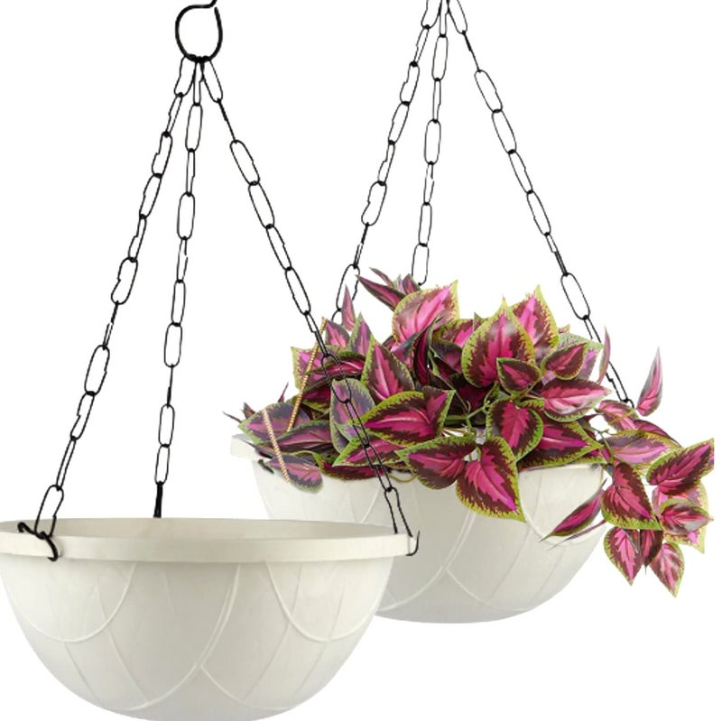 Tim Tim Agro Hanging Planters Basket Outdoor Indoor(10 In 2 Pack)- For Plants Outdoor,Metal Wire Baskets Window Box Planters, Hanging Flower Pots For Railings (White) - Image 5
