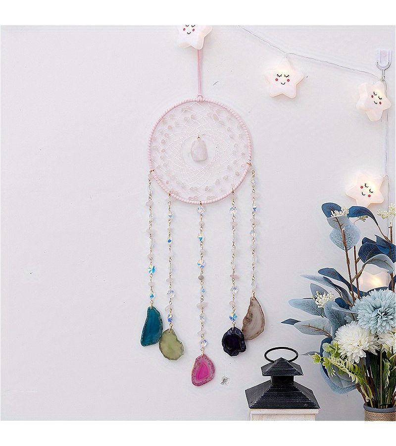 Handmade Natural Pink Crystal Agate Dreamcatcher Wall Decor Bedroom Living Room Home Outdoor Garden Gothic Party Romantic Gift - Image 5