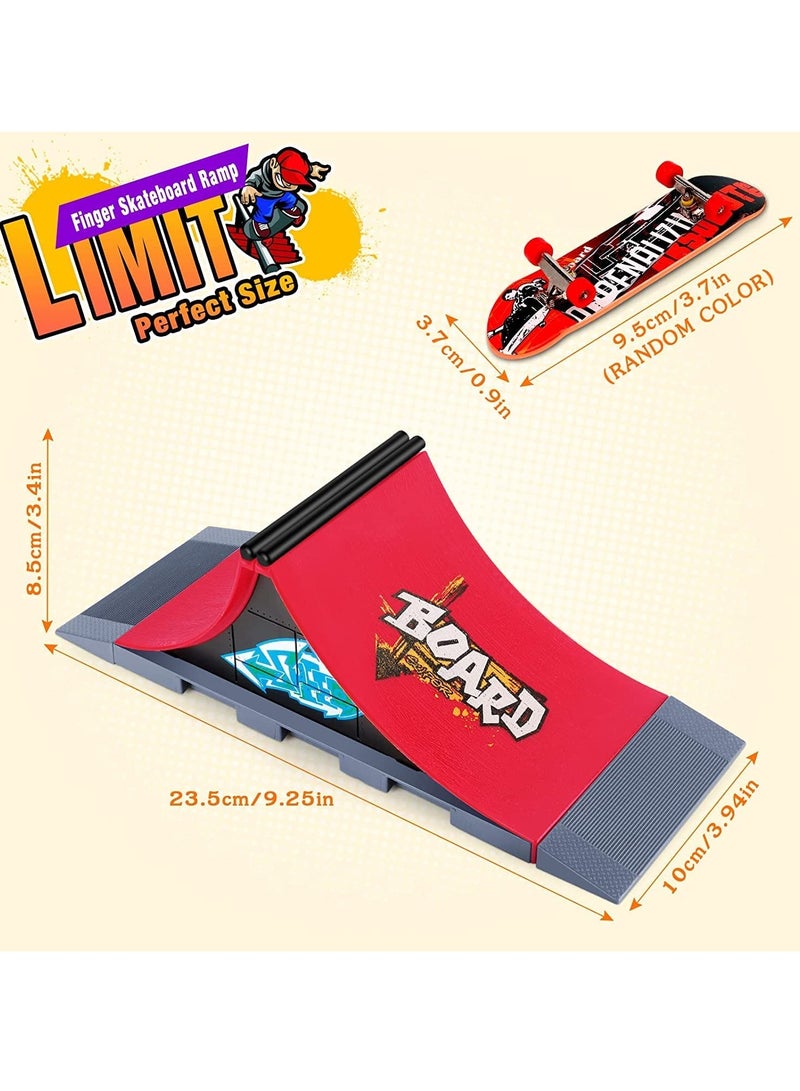 KASTWAVE Finger Skateboard Ramp Set, Mini Finger Skateboard and Ramp Accessories Set, Props Deck Track Ultimate Park Set, Ramps Fingerskate Toy Set for Kids Birthday Gift (A) - Image 2