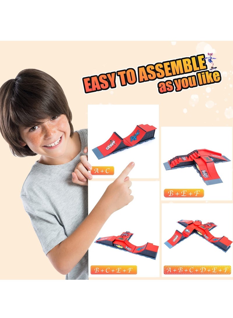 KASTWAVE Finger Skateboard Ramp Set, Mini Finger Skateboard and Ramp Accessories Set, Props Deck Track Ultimate Park Set, Ramps Fingerskate Toy Set for Kids Birthday Gift (A) - Image 4