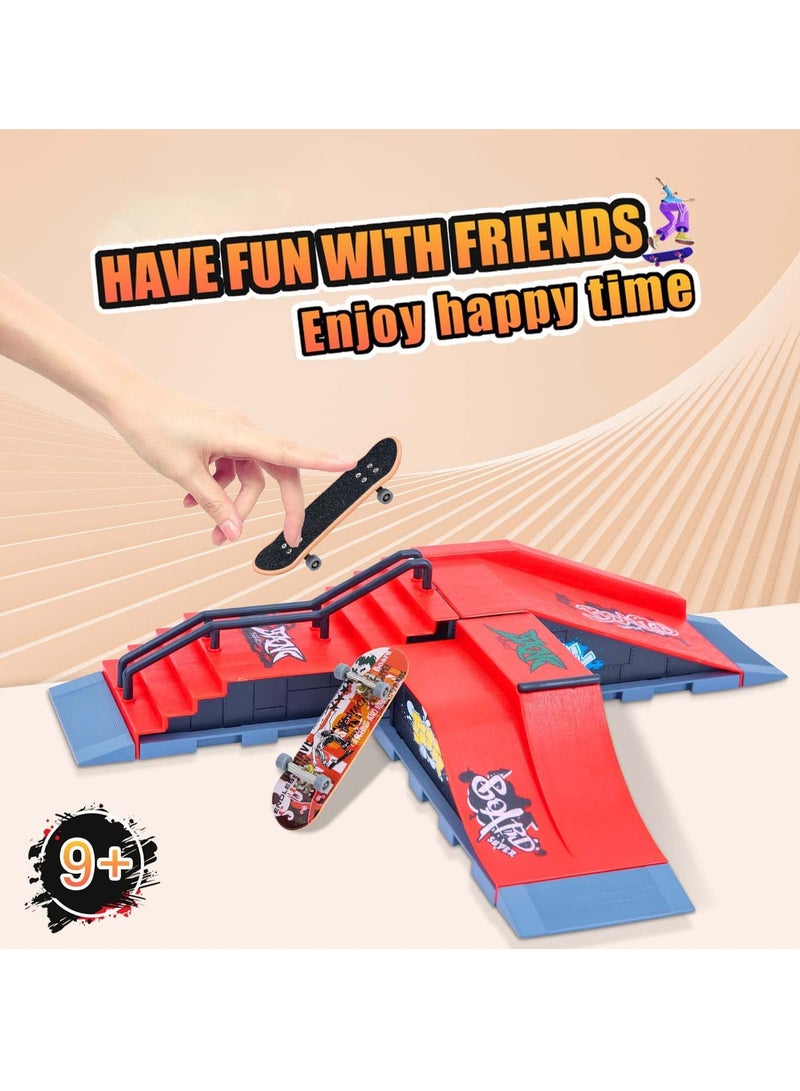 KASTWAVE Finger Skateboard Ramp Set, Mini Finger Skateboard and Ramp Accessories Set, Props Deck Track Ultimate Park Set, Ramps Fingerskate Toy Set for Kids Birthday Gift (A) - Image 3