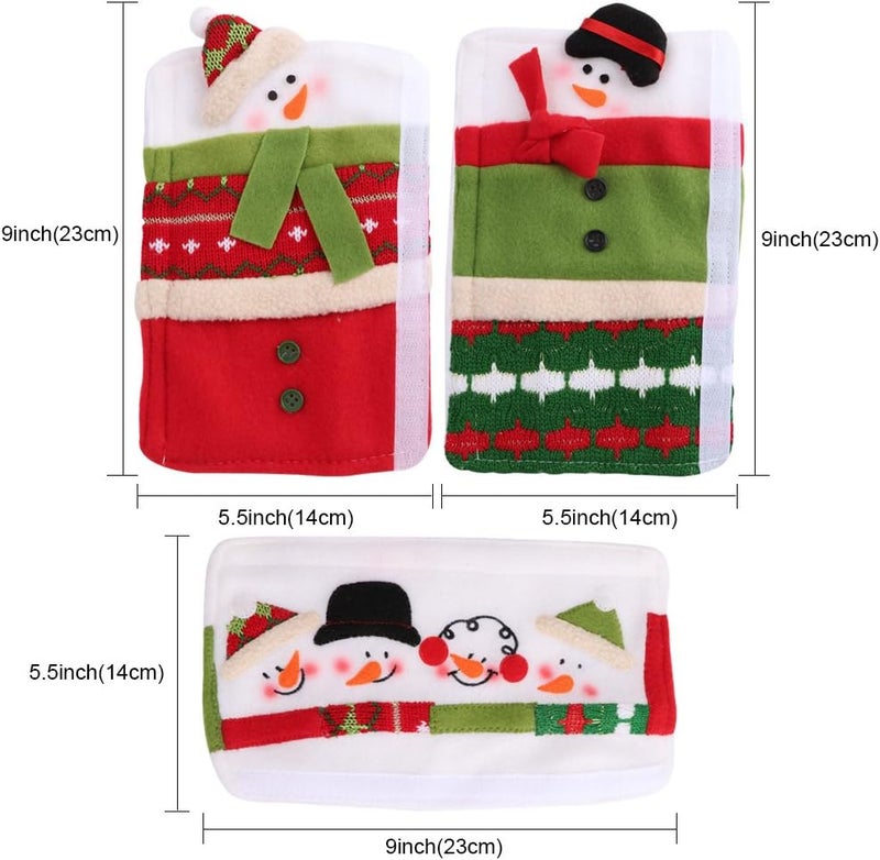 OurWarm Christmas Fridge Handle Covers Set of 3, Santa Snowman Fridge Door Handle Cover Kitchen Appliance Handle Covers for Christmas Decorations - Image 2
