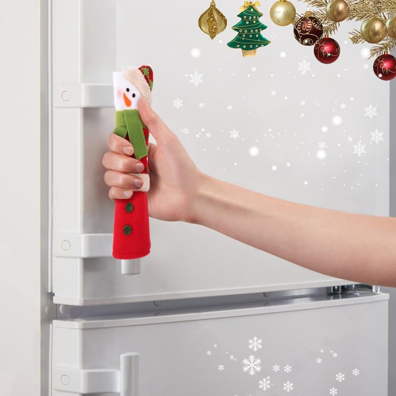 OurWarm Christmas Fridge Handle Covers Set of 3, Santa Snowman Fridge Door Handle Cover Kitchen Appliance Handle Covers for Christmas Decorations - Image 4