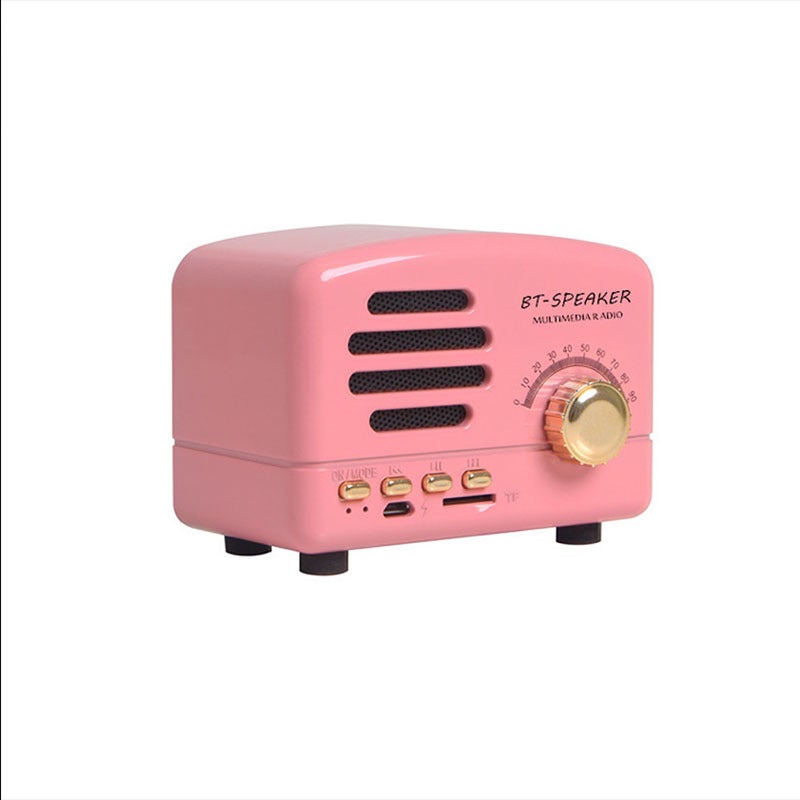 bt01 Bluetooth speaker retro radio wireless card small stereo mini outdoor portable new electronic products Pink Pink