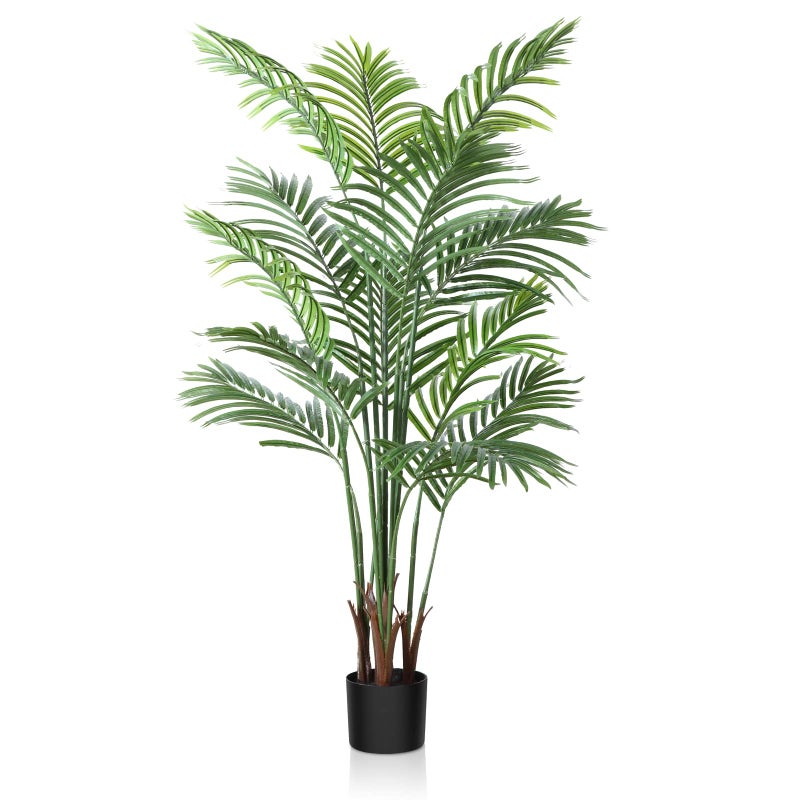 CROSOFMI Artificial Plant Areca Palm Tree 130 cm Fake Plant Indoor and Outdoor in Plastic Potted Artificial Tree Living Room Balcony Bedroom Green Decoration 1 Pack
