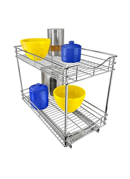 LYNK PROFESSIONAL LYNK PROFESSIONAL Pull Out Cabinet Organizer  11 x 21  Slide Out Drawer for Kitchen Cabinets  Sliding Pantry Shelves  Roll Out Shelf for Pots Pans Lifetime Ltd Warranty  2 Tier 