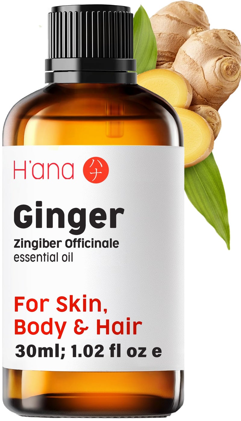 Hana Ginger Essential Oil 102 Fl Oz for Hair Skin Diffuser Aromatherapy DIY Candle Soap Making