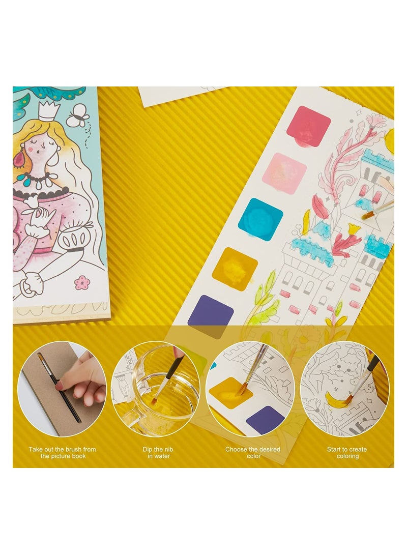 KASTWAVE Pocket Watercolor Painting Book Watercolor Paint Bookmark Kit Pocket Watercolor Book Travel Pocket Watercolor Painting Book for Artist Beginning Students Painters (1Pcs Fairy Tale Dream)  - Image 2